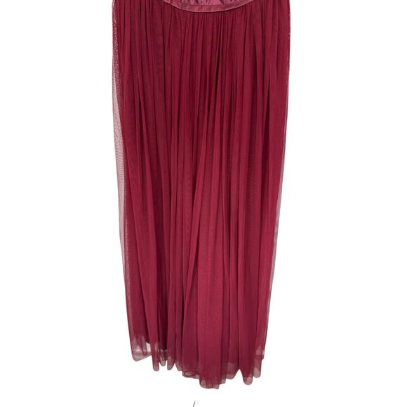 BHLDN Avery Beaded Tulle Gown Burgundy Formal Evening Maxi Dress Size 8 - Picture 5 of 12